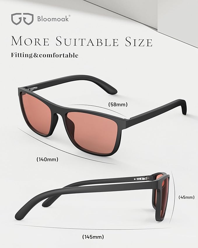 Bloomoak Rose Tinted Migraine Relief Glasses, FL- Flex Pink Light Sensitivity Glasses for Fluorescent LED Glare, Photophobia, Eye Strain