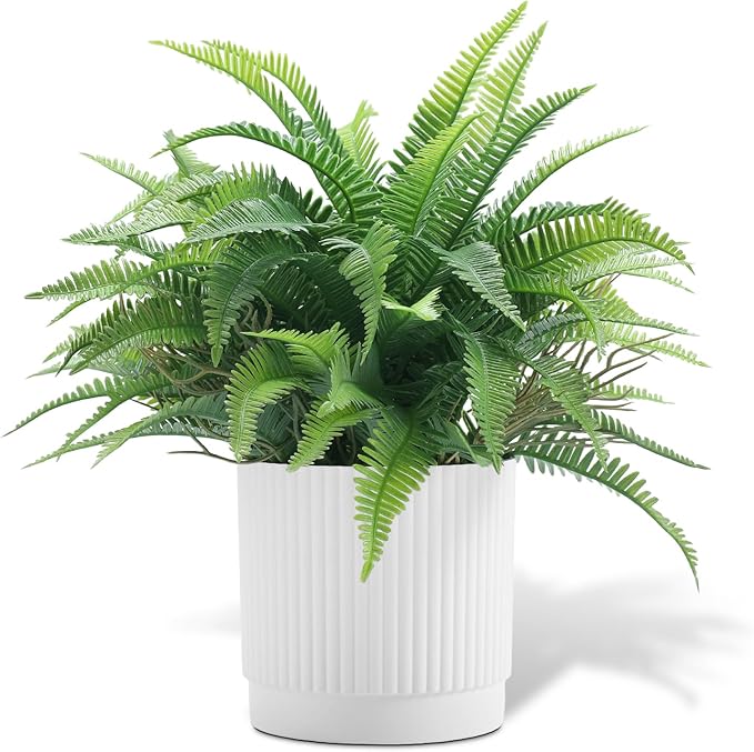 Small Fake Plant 12.2" Fern Potted Artificial Plants for Shelf Desk Home Bathroom Farmhouse Room Office Kitchen Farmhouse Coffee Table Decor