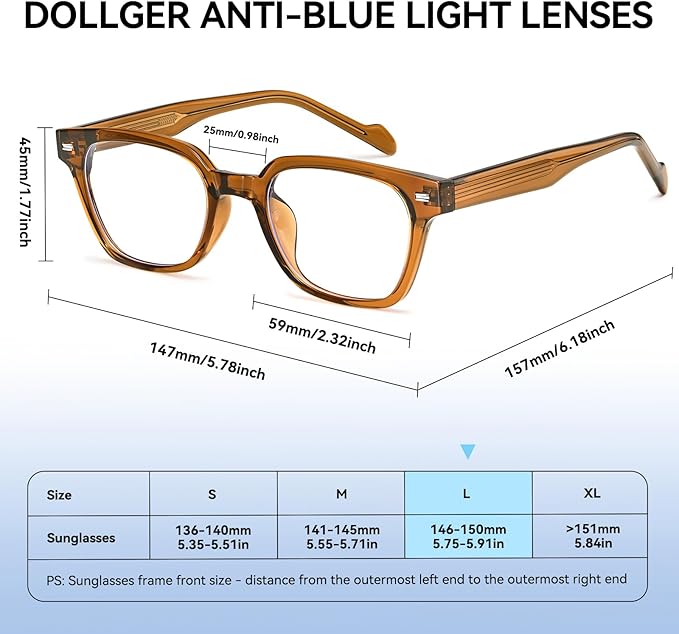 Dollger Blue Light Glasses for Men Women Blue Light Blocking Computer Screen Glasses Men Clear Frames Eyeglasses
