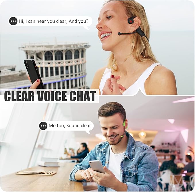 Bone Conduction Headphones Bluetooth with Mic Wireless Computer Headsets with Microphone Open Ear Bluetooth Earphones Noise Cancelling Multi-Point Connection for PC, Working