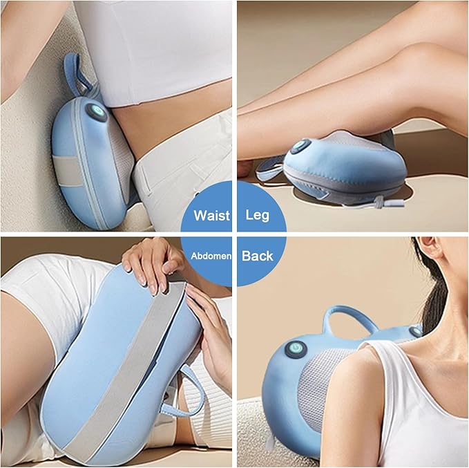 White Elephant Gifts for Adults,Christmas Gifts for Women Men,Shiatsu Neck Back Massager for Pain Relief Deep Tissue,Back Massager Deep Tissue Kneading with Heat,3D Electric Pillow(Blue)