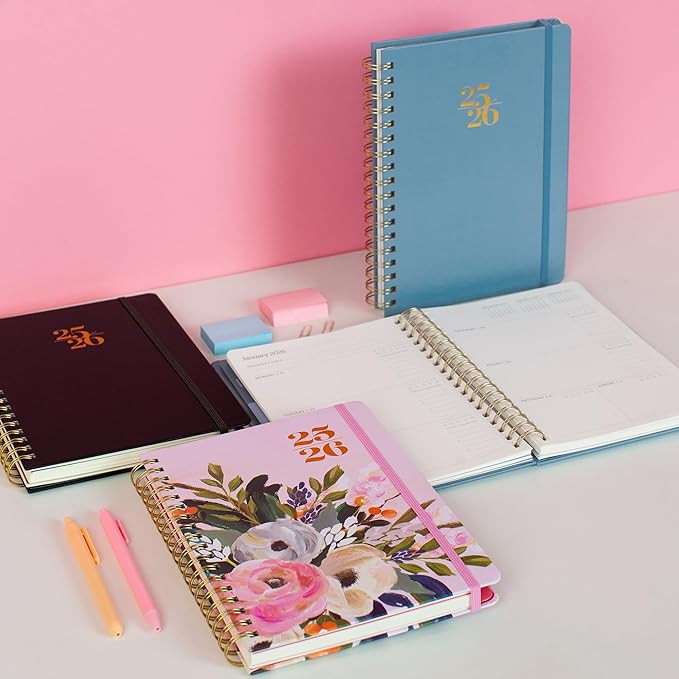 Orange Circle Studio Academic Planner 2025-2026, Amazon Exclusive, Blue Gray, Tri-Tab Planners, 17-Month Triple-Section, August 2025 to December 2026, 9.6" x 7", Weekly Monthly Planner Calendar for School or Work, Note Pages