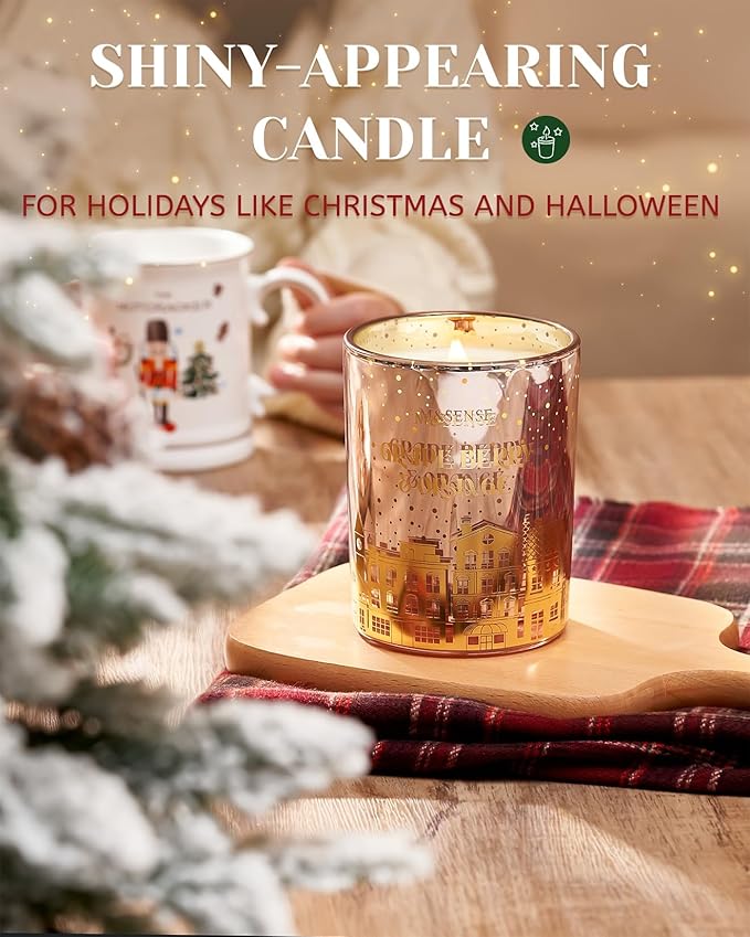 M&SENSE Grape Berry & Orange Scented Candle, Wooden Wick 18oz 100 Hour Long Lasting Burn Large Natural Soy Wax Non Toxic Winter Candle for Holiday and Stress Relief