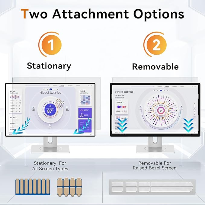 [2 Pack] 20 Inch Computer Privacy Screen for 16:9 Aspect Ratio Widescreen Monitor, Eye Protection Anti Glare Blue Light Computer Monitor Privacy Filter, Removable Anti-Scratch 20in Protector Film
