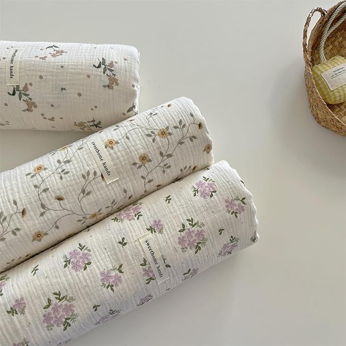 BuLuTu 4 Layers Sunflower Pattern Muslin Kids Blanket for Summer,Cotton Baby Crib Nursery Throw Blanket Cradle Thin Quilt for Boys,Girls,Toddler,Soft,Breathable, Lightweight,47x51 inches