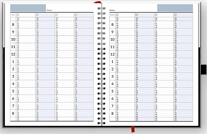 Business Appointment Book with 15-Minute Slots, Undated 2-Year Planner, Large Hardcover, Multiple Schedules, Daily/Hourly
