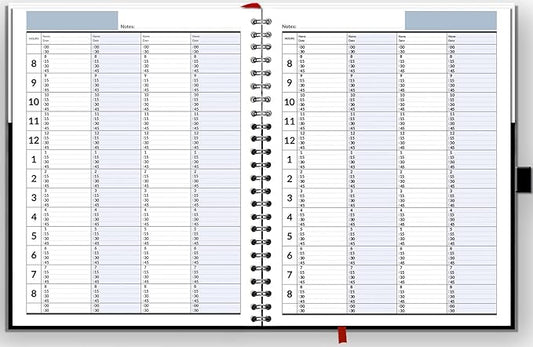 Business Appointment Book with 15-Minute Slots, Undated 2-Year Planner, Large Hardcover, Multiple Schedules, Daily/Hourly