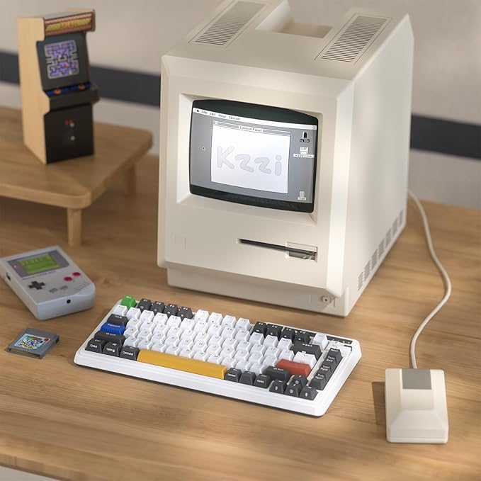 K75 PRO RGB 75% Wireless Gasket Mechanical Keyboard, Triple Mode BT5.0/2.4G/USB-C 82 Keys Hot Swappable Gaming Keyboard w/Knob & Power Display, Custom Tactile Switches, Black White