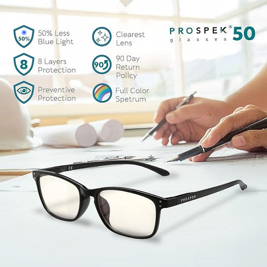 Prospek Blue Light Glasses I Computer Eyeglasses for Men and Women I Blue Light Blocking with Clear Lens I DESTINY