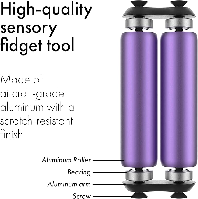 ONO Roller - Handheld Fidget Toy for Adults | Help Relieve Stress, Anxiety, Tension | Promotes Focus, Clarity | Compact, Portable Design (Junior Size/Aluminum, Purple)