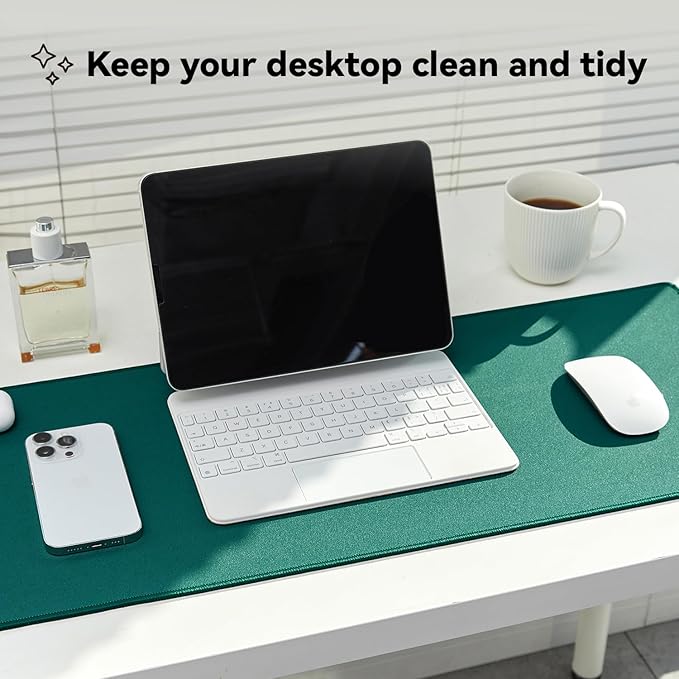 Waterproof Large Gaming Mouse Pad with Durable Stitched Edges, Non-Slip Rubber Base, Grainy Jacquard Mouse Mat Desk Pad for Home Office Gaming, 31.5"x11.8"x0.12", Green