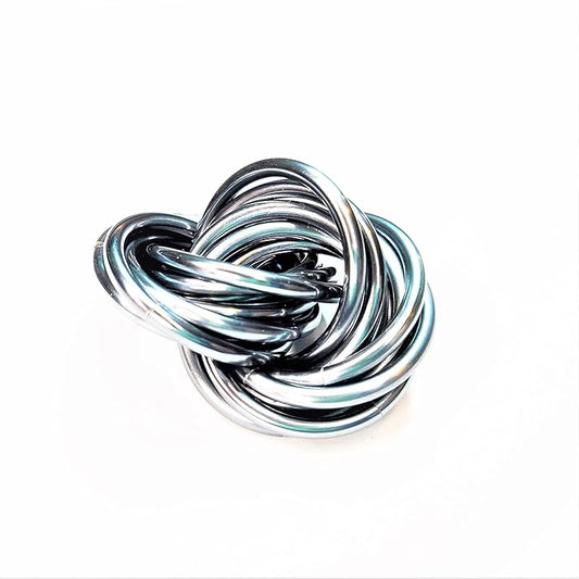 Möbii Fidget Ball (Solid Color): Quiet Mobius ADHD Anxiety Stim Stress Relief Toy Tool for Home Travel Office or Desk (Medium, Half, Mercury Silver)