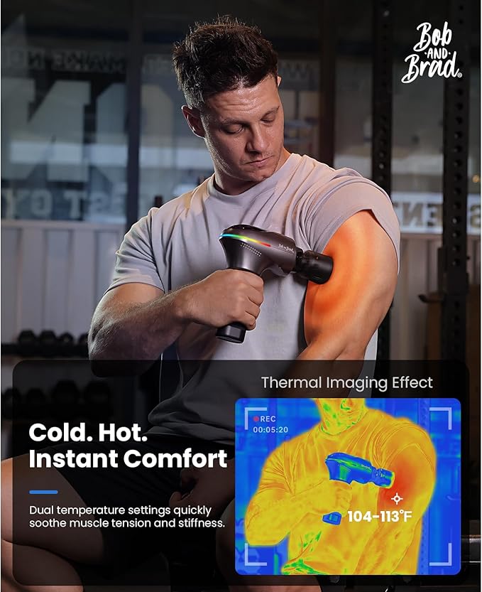 BOB AND BRAD A2 Pro Massage Gun with Heat and Cold Therapy, Professional Percussion Massage Gun Deep Tissue for Athletes Home Gym, Portable Muscle Massager with Force Sensor Light, Ideal Gift