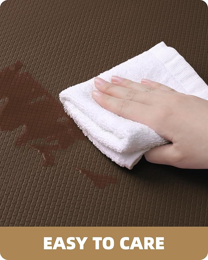 Color&Geometry Anti Fatigue Cushion Kitchen Mat for Floor -17"x59",Easy Clean, Water & Oil Proof, Anti Slip, Foam Rubber Runner Rug for Front Sink Comfort Standing,Brown