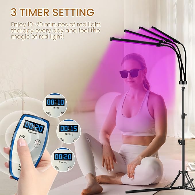 Red Light Therapy for Body, 7 Colors LED Red Light Therapy Lamp with Stand for Face, Knee, Back