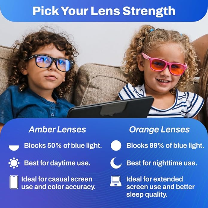 DefenderShield Kids Blue Light Blocking Glasses for Computer, Mobile, Video Games, Gaming