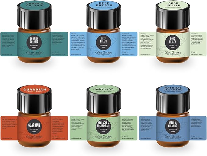 Edens Garden Essential Oils Health Discovery 6 Set – 100% Pure Therapeutic Grade, Undiluted, Natural Aromatherapy Oil Scents for Skin, Home Diffusers & Humidifiers – Easy Wellness Gift, .92 ml/6 Pack