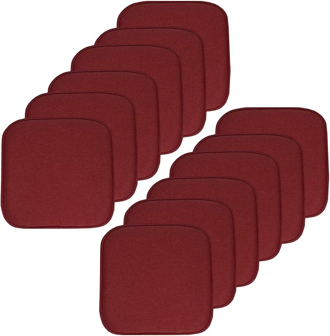 Sweet Home Collection Chair Cushion Memory Foam Pads Honeycomb Pattern Slip Non Skid Rubber Back Rounded Square 16" x 16" Seat Cover, 2 Pack, Charlotte Wine