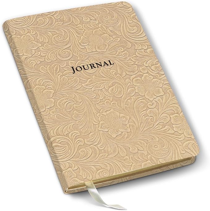 Gallery Leather Journal Notebook - 192 Pages, Softcover, For Men and Women, For Writing, Work & Travel, Handcrafted - Floral Latte - 8 x 5.5, Desk Lined