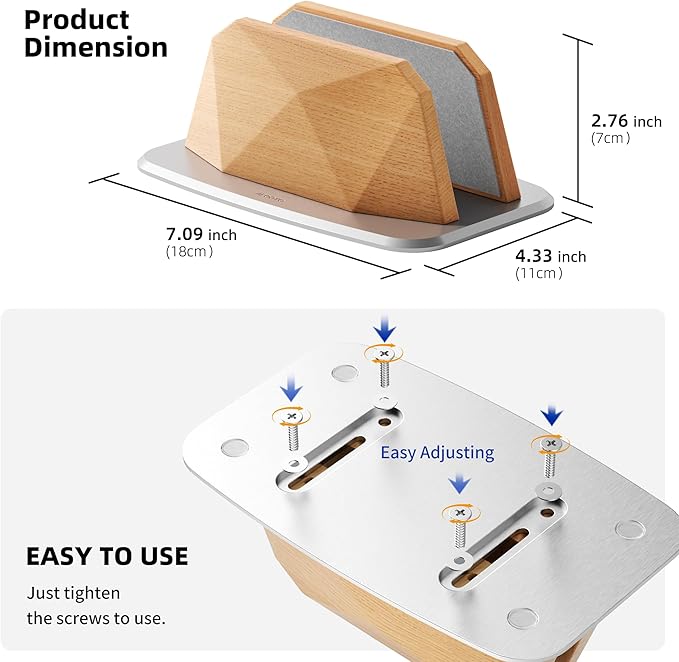 Vertical Laptop Stand - Wooden Adjustable Laptop Holder,Desktop Dock Compatible with All MacBook, Surface,Chromebook,Dell & More(Beechwood)