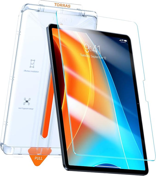TORRAS for iPad Pro 11 Inch Screen Protector M4 2024, Military Grade Shatterproof, TOP 9H+ Tempered Glass, One-Pull Installation, Anti-Scratch, Bubble Free, Apple Pencil Compatible, HD Clarity