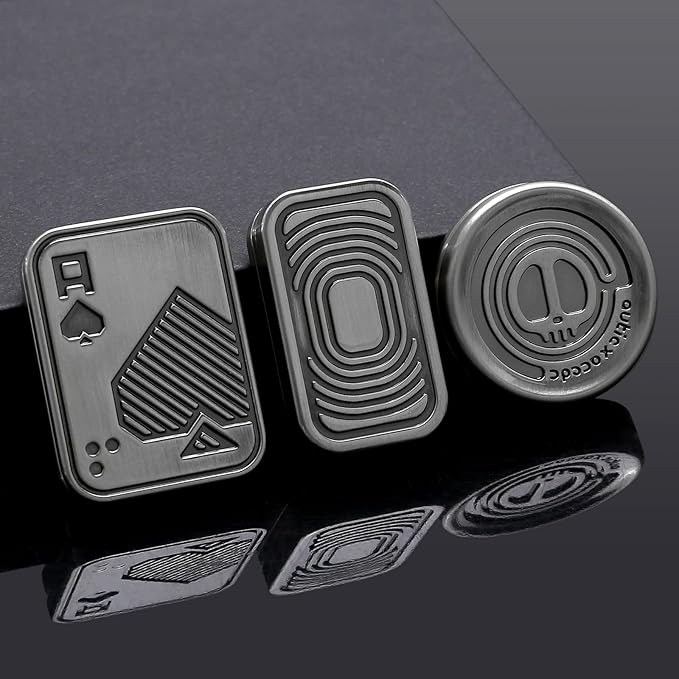 Metal Fidget Slider Gift Pack, EDC Fidget Toy for Adults, Home Office Executive Desk Toy Stress Relief Toy, Ideal Gifts for ADHD, ADD & Autism (Silver)