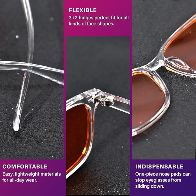 OPTOFENDY Blue Light Glasses for Men Women, Gaming Glasses for Computer, TV, Phone with Anti Fatigue, Eyestrain & UV Glare