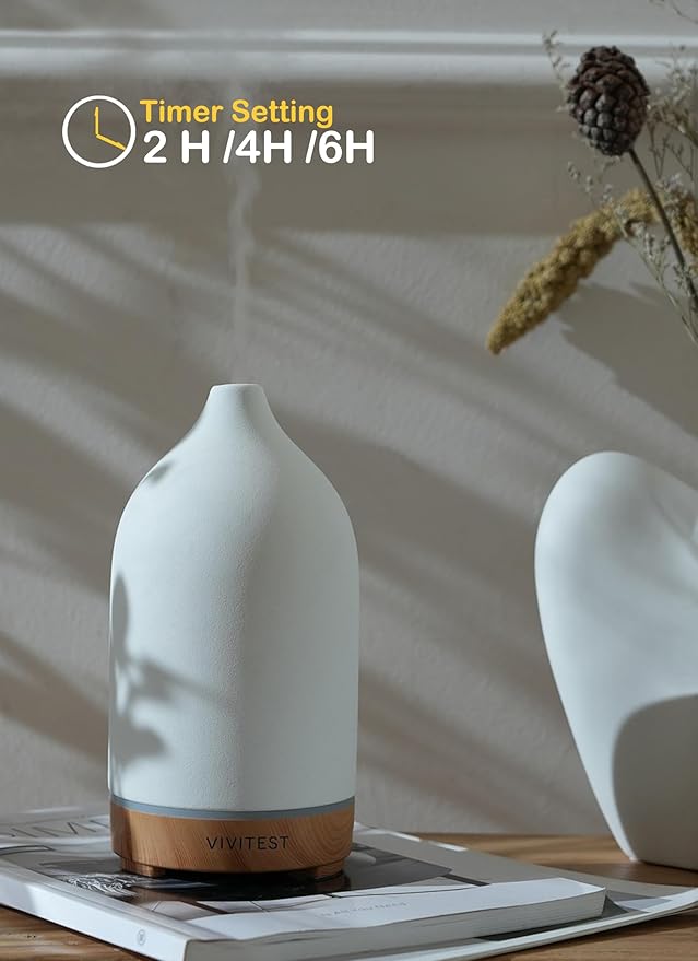 VIVITEST Stone Diffuser,200ML Diffusers for Home,Ultrasonic Aromatherapy Essential Oil Diffuser