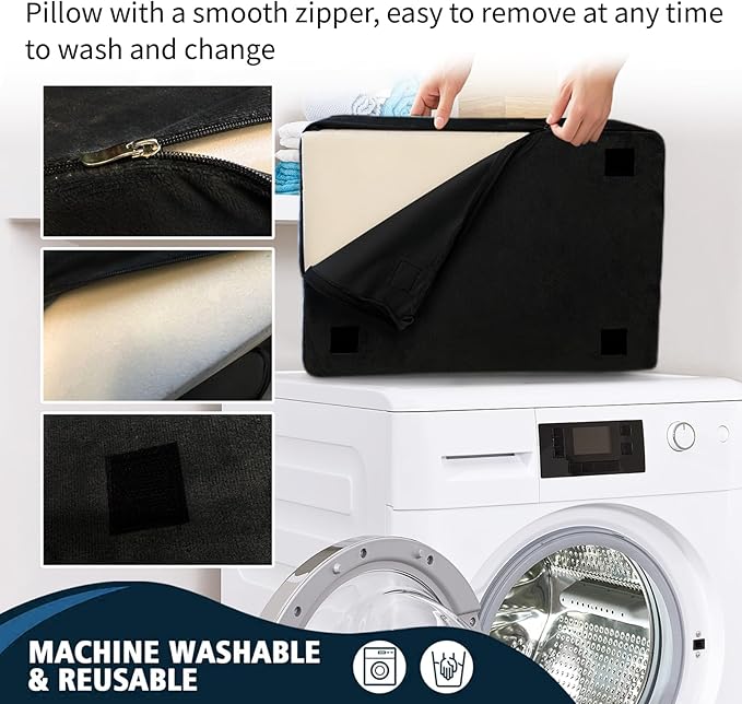 Adjustable Foot Rest Under Desk with 3 Adjustable Heights High-Density Foam Ergonomic Footrest for Office, Home, Travel Airplane, Removable Washable Cover for Back Pain Relief Posture Support (Black)