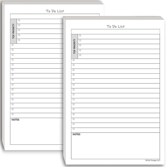 TO DO List Notepads (2 Pack, 50 Pages Each) Planner Pads. ToDo Checklist w/Priority & Note Sections. Organize & Track Projects, Clients or Daily Tasks. 5.5 X 8.5, A5 Sheets. Made in the USA.