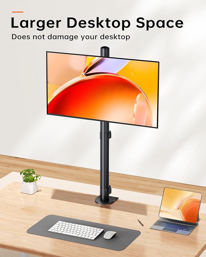 Single Monitor Stand for 13-27'' Wide Monitor Desk Arm up to 17.6lbs Adjustable Stacked Double Mount with C-Clamp 75x75/100x100 VESA