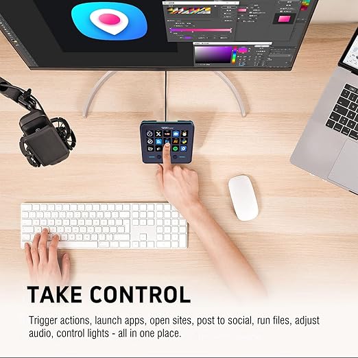 VSDINSIDE Macro Keypad, Stream Controller Deck Gaming Streaming Shortcut Keyboard, 18 Programmable Keys Customizable Visual AI Pad USB Soundboard for OBS, YouTube, Desk Office Setup, Laptop, PC, Mac