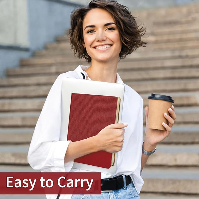 Lined Journal Notebook for Work College Ruled Note Book 7.2"x9.6" B5 PU Leather Daily Journaling 160 Pages for Women Men Writing Home School Supplies Business (B5 Lined 160pages, 08-Red)