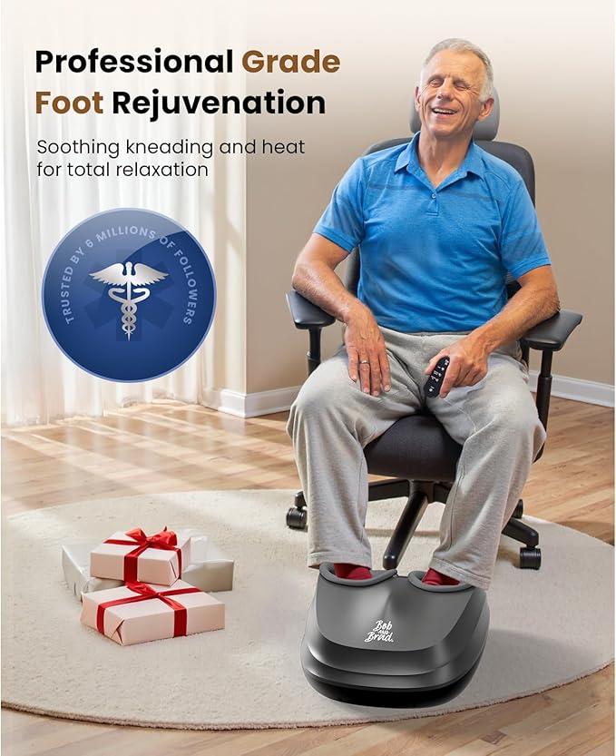 BOB AND BRAD Foot Massager with Heat and Remote,FSA HSA Eligible,Shiatsu Deep Kneading Electric Feet Massager Machine for Plantar Fasciitis, Men Size 12
