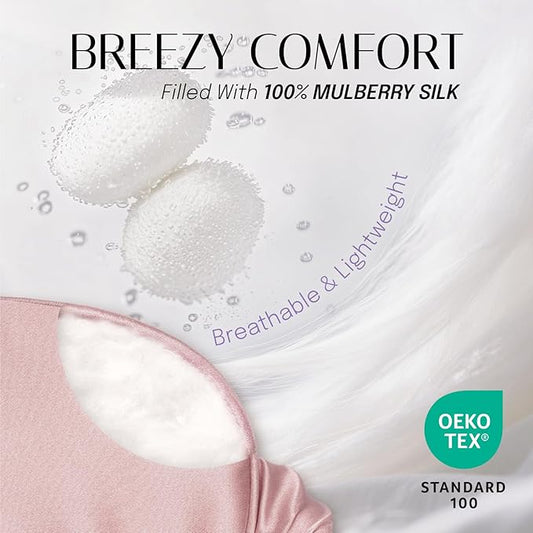 Silk Sleep Mask Eye Mask Blindfold with Double Layer Silk Filling and Elastic Strap for Full Night's Sleep, Travel and Nap, Eye Cover Eyeshade with Luxury Bag and Ear Plugs by OLESILK (Light Plum)