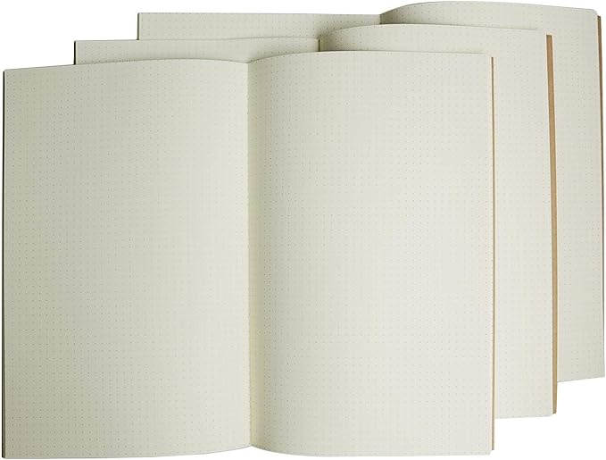 WANDERINGS Dotted Grid Travelers Notebook Insert/Large Journal Refill | 7" x 10.7" / 18cm x 27cm | 3 Booklets, 180 Blank Pages | Travelers Notebook Refills for Journals, Diaries, Planners