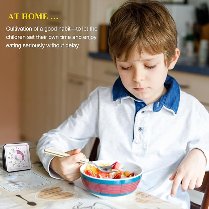 Secura 60-Minute Visual Countdown Timer for Kids & Adults, Classroom Time Management Tool (Pink & Black)