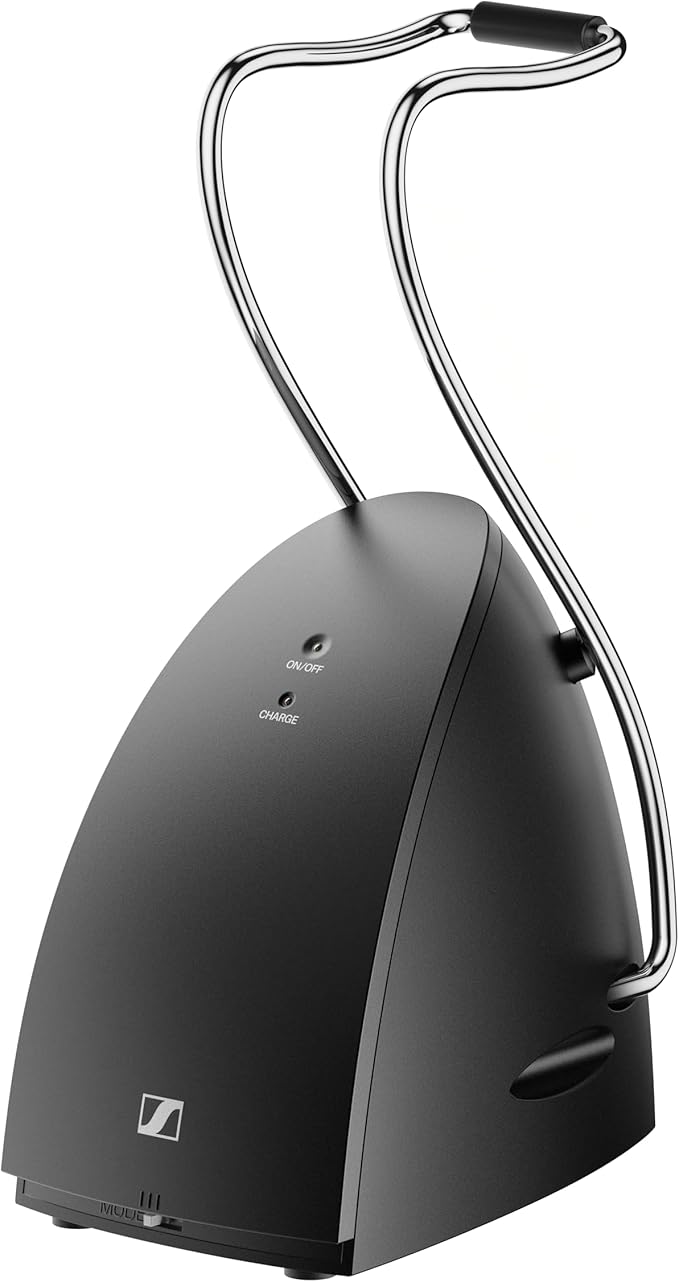 Sennheiser RS 120-W On-Ear Wireless Headphones for Crystal-clear TV Listening with 3 Sound Modes, Lightweight Design, Easy Volume Control, 60 m Range and Convenient Transmitter/Charger Combo - Black