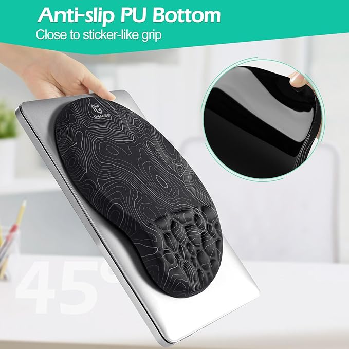 Gimars Upgrade Ergonomic Mouse Pad Wrist Rest with Memory Foam Massage Bump, Enlarge [ 30% Larger Moving Space] Mouse Pad Wrist Support with Nonslip PU Base for Laptop, Computer, Gaming & Office