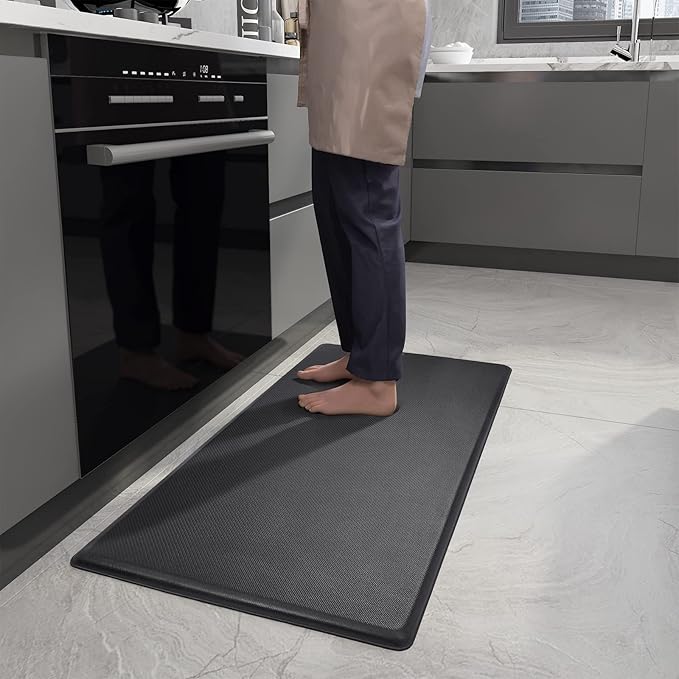 Color&Geometry 0.71" Extra Thick Anti Fatigue Cushion Kitchen Floor Mat,Easy Clean, Water & Oil Proof, Non Slip, Foam Padded Runner Rug for Front Sink,20"x39" Black (2.0Version)