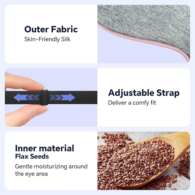 Heated Eye Mask for Dry Eyes, 20-Temp & 5-99 Min Therapy for MGD, Blepharitis Relief, Precision Steam Compress with Flaxseed