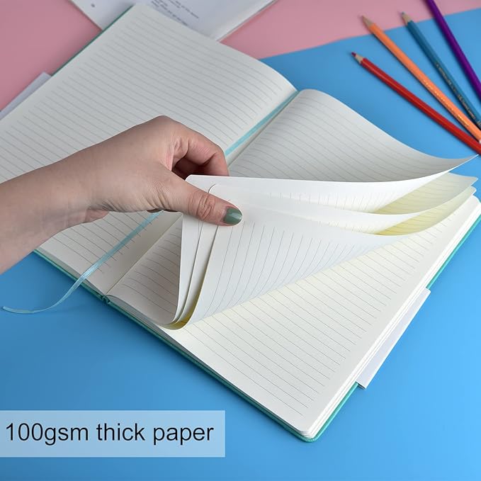 2 Pack B5 Journal Notebooks Classic College Ruled Notebooks Hardcover Lined Journals for Office Home School Business Writing Note Taking, 10.2 x 7.5 inch, 100GSM Thick Paper, 160 Pages (Blue/Green)