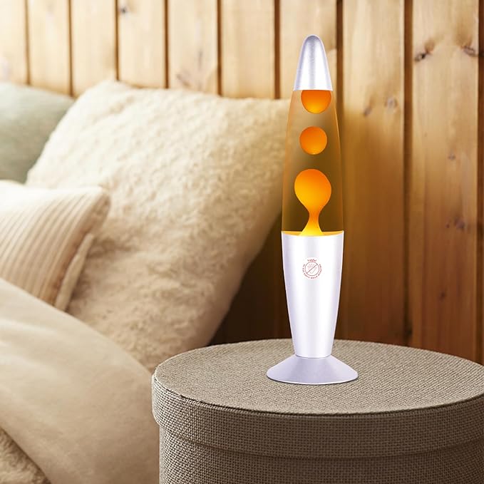 Orange Magma Lamp 13 Inches for Adults Cool Liquid Motion Lamps Stuff for Kids with Sliver Base Mood Night Light Home Living Room Office Bedroom Christmas Thanksgiving Day Decoration