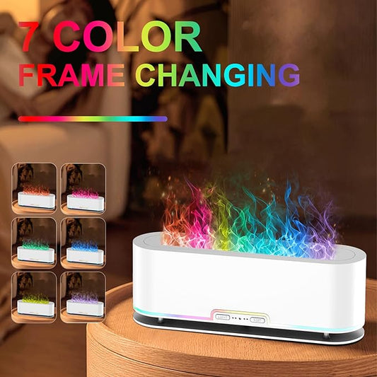 2025 Upgraded Flame Fire Diffuser Humidifier, 7 Colors Changing Oil Diffuser, Ultra-Quiet Aroma Essential Oils Aromatherapy Diffusers for Large Room, Bedroom, Office(200ml Auto Off,Timeable,12Hrs)