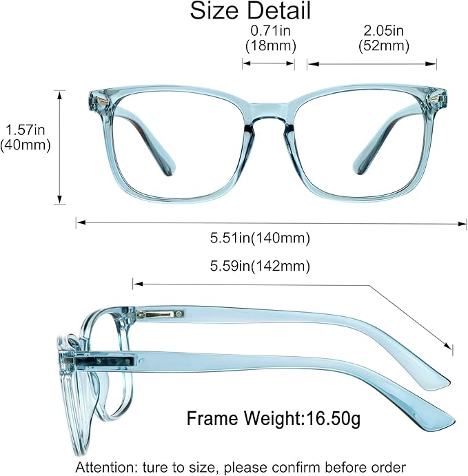 YEIN Bifocal Reading Glasses with Blue Light Blocking Lenses, Bifocal Reader for Women and Men, Vintage Square frame with Spring Hinge (+0.75/+3.25 magnification)
