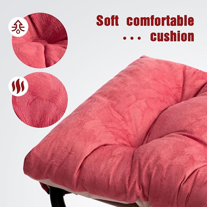 AbocoFur 15"(H) Folding Footrest Stool, Accent Padded Sofa Foot Stool for Lazy Chair, Upholstered Small Foldable Ottoman, Metal Frame Portable Foot Rest Ottoman for Living Room, Bedroom, Brick Red