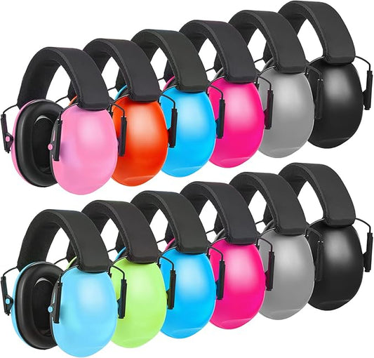 Amylove 12 Pcs Kids Ear Protection Noise Cancelling Headphones Ear Muffs Bulk 27db Adult Noise Reduction Hearing Earmuff(Universal Fit (kids & Adults),Classic Style,Vibrant Color)