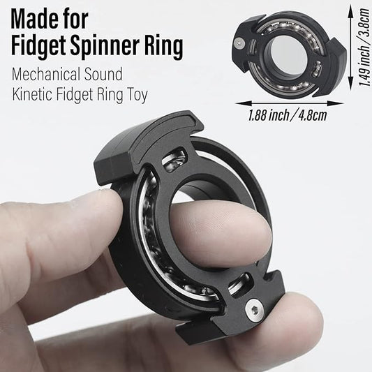 FREELOVE Ring Fidget Spinner for Adults, Men Finger Haptic Roller, Small Metal Clicker Toys, Ball Bearing, Black Fingears Spinning EDC for Anxiety Stress