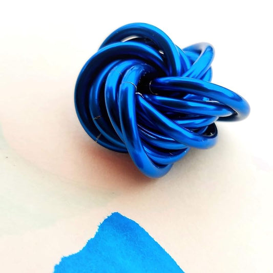 Möbii Fidget Ball (Solid Color): Quiet Mobius ADHD Anxiety Stim Stress Relief Toy Tool for Home Travel Office or Desk (Small, Full, Cobalt)