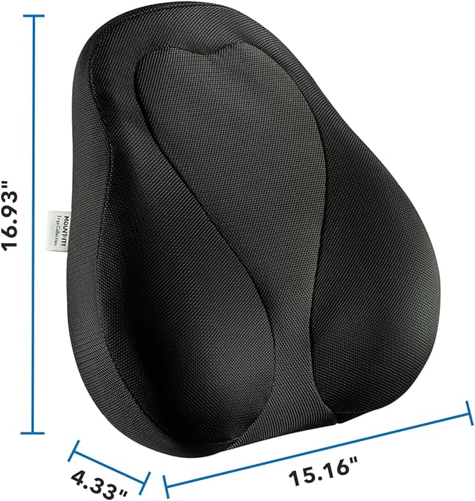 Mount-It! Office Chair Cushion, Lumbar Support Pillow for Office Chair, Back Support for Work, Office, Gaming with Memory Foam Filling for Back Pain Relief, Improve Posture, Black with Washable Cover
